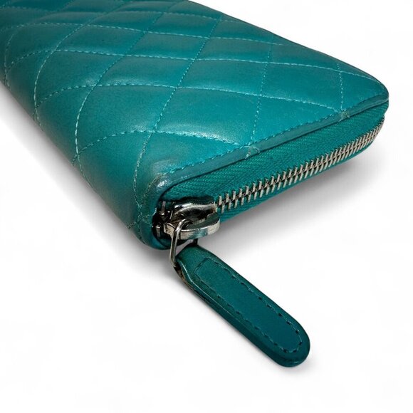 Chanel CC Matelasse Zip Around Long Wallet - Green/Teal - Picture 4 of 16